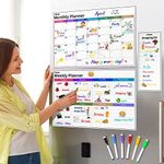 Family Planner, Ohuhu 3 Pack Magnetic Calendar for Fridge, Fridge Calendar Family Organiser Including Monthly Planner, Weekly Planner & Daily Planner with 6 Marker Pens, 1 Dry Eraser