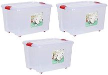 AIR O MATIC ARISTO Multipurpose Plastic Storage Container Box with Wheels 45 LTR - PACK OF 3PC (Clear, Transparent)…