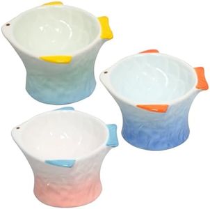 3 Pcs Ceramic Fish Shape Elevated Cat Bowls - 4 oz, 15 Degrees Tilted Non Slip Pet Feeder - Anti Vomit, Supplies for Cats & Small Dogs