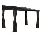 Sojag 10' x 12' Portland Wall-Mounted Hardtop Gazebo Outdoor Shelter, Brown