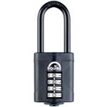 Squire Heavy Duty Padlock (CP50BLACK/2.5)- Hardened Steel 2.5 Extra Long Shackle-4 Wheel 50mm Wide Combination Padlock (Black) - Corrosion Resistance - Weatherproof