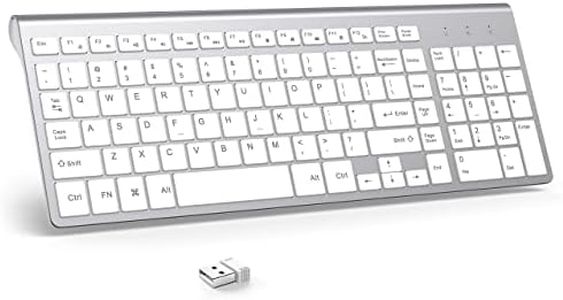 Wireless Keyboard J JOYACCESS 2.4G Slim and Compact Wireless Keyboard with Numeric Keypad for Laptop, Mac air, Apple, Computer, PC-White+Silver