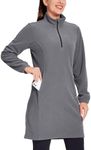 Willit Women's Fleece Dress Sweatshirt Thermal Long Pullover Polar Winter Dress with Pocket Deep Gray M