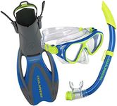U.S. Divers Dorado II Junior Mask, ProFlex Fins, Seabreeze DX Snorkel Youth Set, Small Fins Fit Kids Sizes 9 to 13, Blue/Yellow