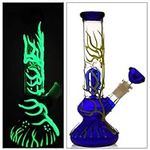 Glass bong,Glow in The Dark Bongs with Tornado percolate, Glass Bongs with 14.5mm Water Bong Bowl Glass Pipe for Smoking Pipe Hookah Bong Pipe Nicotine free