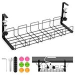 Aila Cable Management Under Desk Cable Management Cable Tray Desk Cable Tidy Cable Management Tray Under Desk Cable Tidy Desk Wire Organiser Fits Most Tables with 3 Porous Self-Adhesive Wire Clips