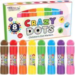 U.S. Art Supply Crazy Dot Markers for Toddlers & Kids 8 Colors - Washable Art Markers Dot Paint Markers Kids Toddler Art Supplies, Easy Grip, Mess-Free, Non-Toxic Bingo Dabbers Painting