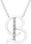 Boston Bay Diamonds Diamond Initial Necklace in .925 Sterling Silver, with Adjustable 18”-20” chain (G-H Color, I2-I3 Clarity) - Choice of Letter, Diamond, white-diamond