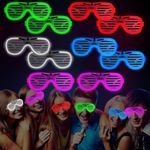 Nhcuijun Neon Party Flashing Glasses 3 Modes Novelty Party Flashing Glasses for Kid Adults 80s 90s LED Light Up Shades Sunglasses for Nightclub Halloween Rave Disco DJ Music Concert (10pcs)