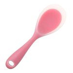 Baskety Non-Stick Rice Spoon Silicone Ladle Soup Spoon with Handle for Dining Table 22.5 x 7 Silicone Rice Paddle Spoon cm (Pink)