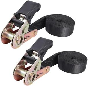 Masterwise Endless Ratchet Strap, Black Ratchet Straps Heavy Duty Tie Down Straps 1 Inch Simple Strap for Motorcycles, Trailer, Kayak, Cargo, Roof Rack (1in x 8ft-2pcs)