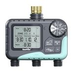 RAINPOINT Water Timer 3 Outlets with Brass Inlet, Automatic prinkler Timer with Rain Delay/Manual Watering/large LCD display, Garden Smart Irrigation Time for Yard, Lawn