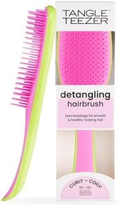 TANGLE TEEZER The Naturally Curly Ultimate Detangling Brush, Dry and Wet Hair Brush Detangler for 3C to 4C Hair, Cyber Lime & Pink