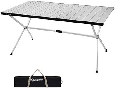 KingCamp Large Folding Camping Table Aluminum Roll Up Table Oversized Camp Table Stable Portable Outdoor Folding Table for Picnic Camping BBQ Backyard Party, 57.4''×31.4'' 6-8 Person,Support 176lbs