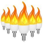 Flickering Light Bulbs,E14 Base 3W Flame Light Bulbs,WISEFIN 3 Modes Candle Candelabra Flame Effect Light Bulbs,for Home Garden Christmas Party Decoration,6PACK