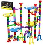 glonova marble run race track with glass for kids, 127 pieces- Multi color