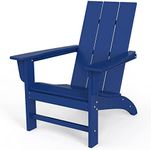 Modern Adirondack Chair Wood Texture, Poly Lumber Patio Chairs, Pre-Assembled Weather Resistant Outdoor Chairs for Pool, Deck, Backyard, Garden, Fire Pit Seating, Navy Blue
