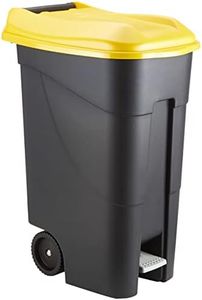 Tayg 259297 Wheeled Trash Can + Pedal 80 Litres, Black/Yellow