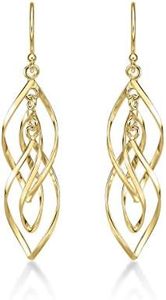 Diamond Treats Boucles d'Oreilles Pendantes en Argent Sterling 925 plaque Or Jaune, Boucles d'Oreilles Originales Or en Spirale pour Femme, Boucles d'Oreilles Femme Or Pendantes avec Ecrin Cadeau