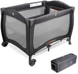 LIVINGbasics 2-in-1 Baby Playard, Foldable Baby Bassinet with Wheels for for Home/Travel/Outdoor