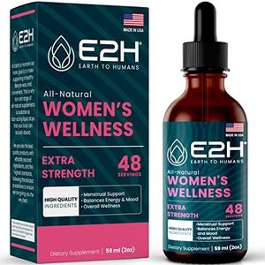 E2H All Natural Women's Wellness, Hormone Balance and PMS Relief with Black Cohosh, Dong Quai and Licorice Root for Hot Flash Relief - 2 Fl Oz