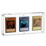 Iriisy TCG Cards Transparent Frame Magnetic Display Holder 35PT Acrylic Cases Transparent Protective Cases for PTCG YGO Magic (3 Card Slot)