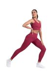 STRCH Women's High Impact Mesh Sports Bra - Premium Nylon, Showstopper Design with Relaxed Fit, Removable Cups, Elastic Back, Breathable Side Panels, and Moisture-Wicking Technology (Maroon 2XL)