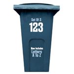 Wheelie Bin Numbers 1-999 (and/or. Letters A-Z) 2 SETS Waterproof Vinyl Stickers - (White)