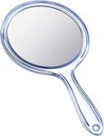 Jetec Hand Mirror Double Sided Handheld Mirror 1X/ 2X Magnifying Mirror with Handle Mirror Rounded Shape Makeup Mirror (Blue)