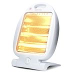 STATUS Quartz Heater 800 W Infrared Portable Heater with 2 Heat Settings, Safety Tip‑Over Protection, Built‑In Handle and Fold‑Away Stand, (QH‑800W1PKB)