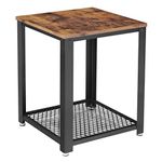 VASAGLE Side, Industrial End, Coffee Table, with Metal Frame, Easy to Put Together, for Living Room, Bedroom, Kitchen, Rustic Brown and Black LET41X, Wood chipboard, iron, Vintage, 45 x 45 x 55 cm