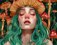 TISHIRON Fantasy Mushroom Girl Oil Painting Paint by Numbers for Adults, DIY Digital Art Artwork with 3 Paintbrushes and Acrylic Paint for Adults 16x20 Inch (Without Frame)