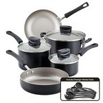 Farberware Smart Control Nonstick Cookware Pots and Pans Set, 14 Piece, Black