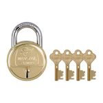 Godrej Locks I Navtal 7 levers 65 mm I 4 Keys I Padlock for Main Door I Gate Lock I Tool Box, Shutters, Shops & Offices I Strong Hardended Corrosion Resistant Shackle I Brass Material & Brass Finish