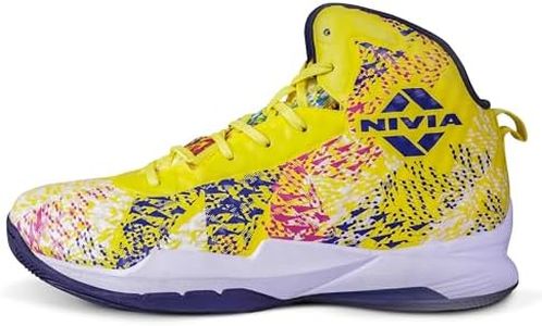 Nivia Urban Art Basketball Shoes for Men, Basketball Shoes for Indoor and Outdoor Court, Rubber Sole Basketball Shoes, Size -UK10 (Yellow, N.Blue)