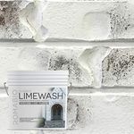Romabio Classico Limewash Interior/Exterior Paint, Italian slaked-Lime, One Coat, Bianco White, 2.5L/0.67GAL