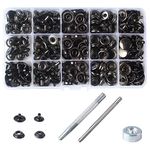 70 Sets 15mm 5/8" Heavy Duty Snap Fasteners Kit, Metal Snaps for Leather Crafts Sewing Repair Clothing Button Kit with Snap Installation Tool