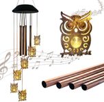 Solar Owl Wind Chimes Outdoor Owl Solar Wind Chime Lights Owls Gifts for Woman EASYBUY Owl Garden Solar Lights Outdoor Owl Gifts for Wife Mother Lovers