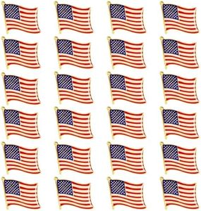 Juvale 24 Pack USA American Flag Lapel Pins, 0.7 x 0.38 x 0.6 Inches, Patriotic US Flag Pins for July 4th, National Day, Celebrations & Decorations