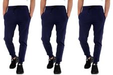 GW CLASSY OUTFIT Kids Boys Girls Trousers (Pack of 3) Sports Jog Pants School Kids Joggers Fleece Trousers Jogging Tracksuit Bottoms (7-8 Years, 3X Navy Blue)