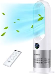 Senmeo Bladeless Fan, 26" Bladeless Tower Fan with Remote, 8 Speeds, 90° Oscillation, 9 Hour Timer, Large LED Display with Auto Off, Easy to Clean, Standing Floor Fan for Bedroom, Home, Office