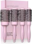 Lily England Round Blow Dry Brush Set for Women - Perfect for Voluminous Blowouts - Ceramic Ionic Technology - Luxury Gift for Her (Pink)