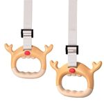 HETESER Gymnastic Rings for Kids, Indoor or Outdoor Pull up Rings for Exercise with Adjustable Straps, Gym Rings for Stretching and Height Increase Load Bearing 880lb (Light Brwon)