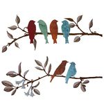 2 Pcs Metal Birds Wall Art Vivid Birds on Branch Metal Birds Wall Decor Hanging Leaves with Birds Outdoor Wall Decor Rustic Bird Decor Leaf Wall Decor or Balcony Garden Indoor Outdoor Decor(Colorful)