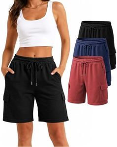 Liloak Women's Cargo Shorts Pack SweatShorts Bermuda Casual Bottoms with Pockets