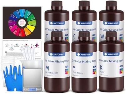 ANYCUBIC DIY Color Mixing 3D Printer Resin Set for LCD 3D Printing, Including 3D Resin 6 Colors, Dropper, Beaker, Disposable Plastic Cups, Nitrile Gloves, Electronic Scale (Without Battery)