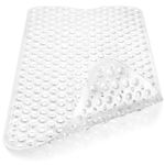 DOPROP Extra Long Non Slip Bathtub Mat for Inside Shower Large Anti Slip Bath Shower Mat for Elderly Children Premium Safety Bath Mat Runners Rugs with Suction Cups Bathroom Accessories,Clear,100x40CM