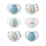 Tommee Tippee Night Time Glow in the Dark Pacifiers, Symmetrical Design, BPA-Free Silicone, 6-18m, 6 Count