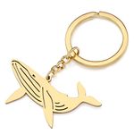 RAIDIN Stainless Steel 18K Gold Plated Ocean Animal Shark Whale Dolphin Keychain Keyring for Women Girls Car Purse Keys Gift (Gold-076 Whale)