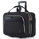 BAGSMART 17.3 Inch Rolling Laptop Bag Women Men,Rolling Briefcase for Women with Wheels,Rolling Computer Bags Laptop Case for Work Travel Business,Quilted Black